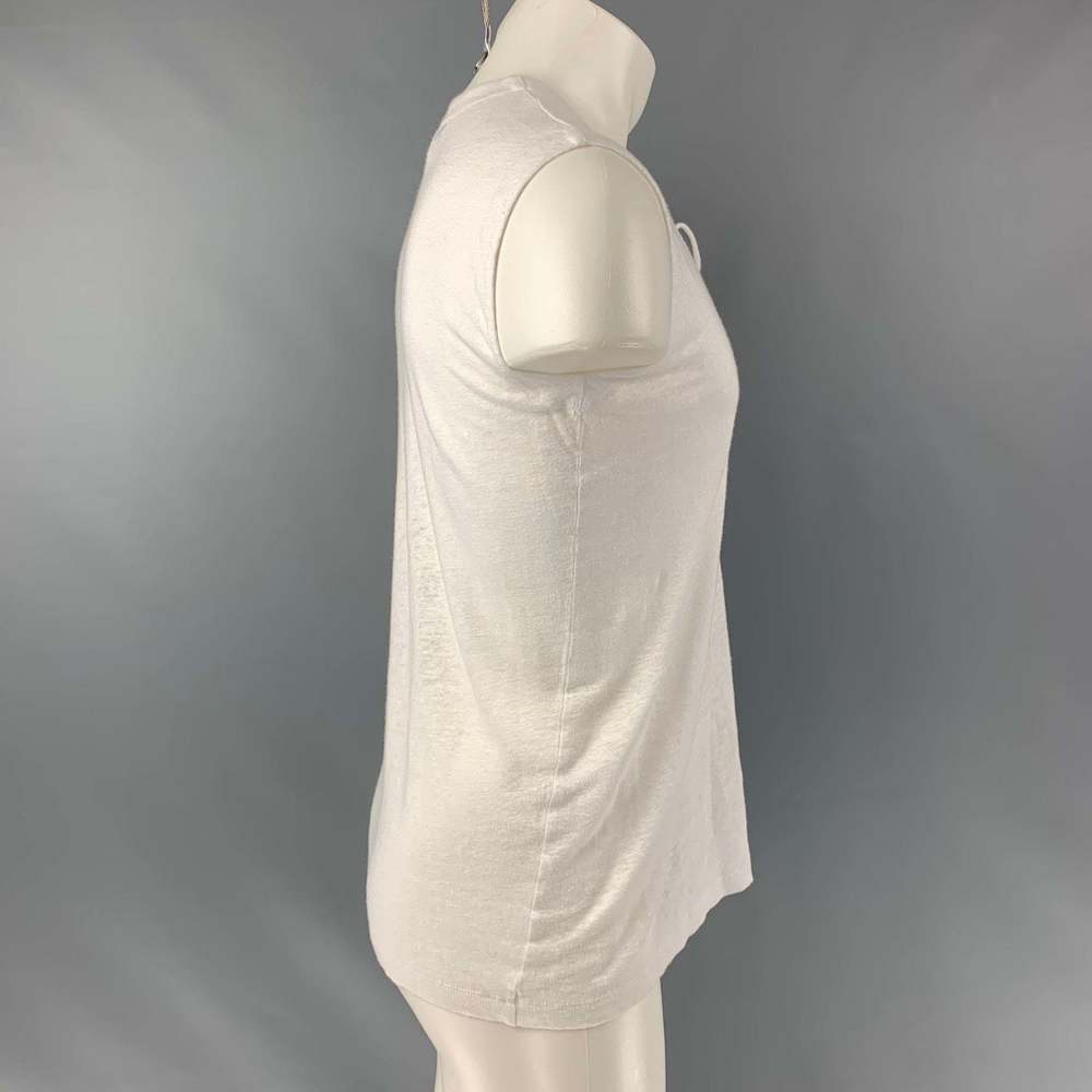 IRO Tissa White Solid Linen Crew-Neck Tank Top - Picture 2 of 6